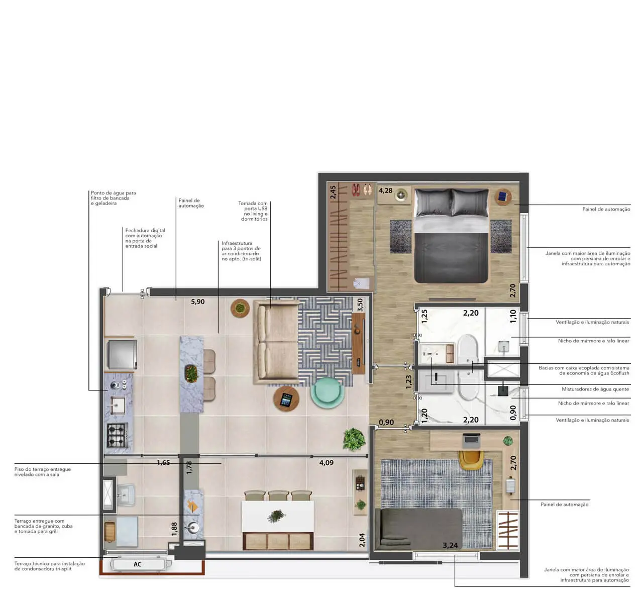 campo belo apartamento 2 dormitorios